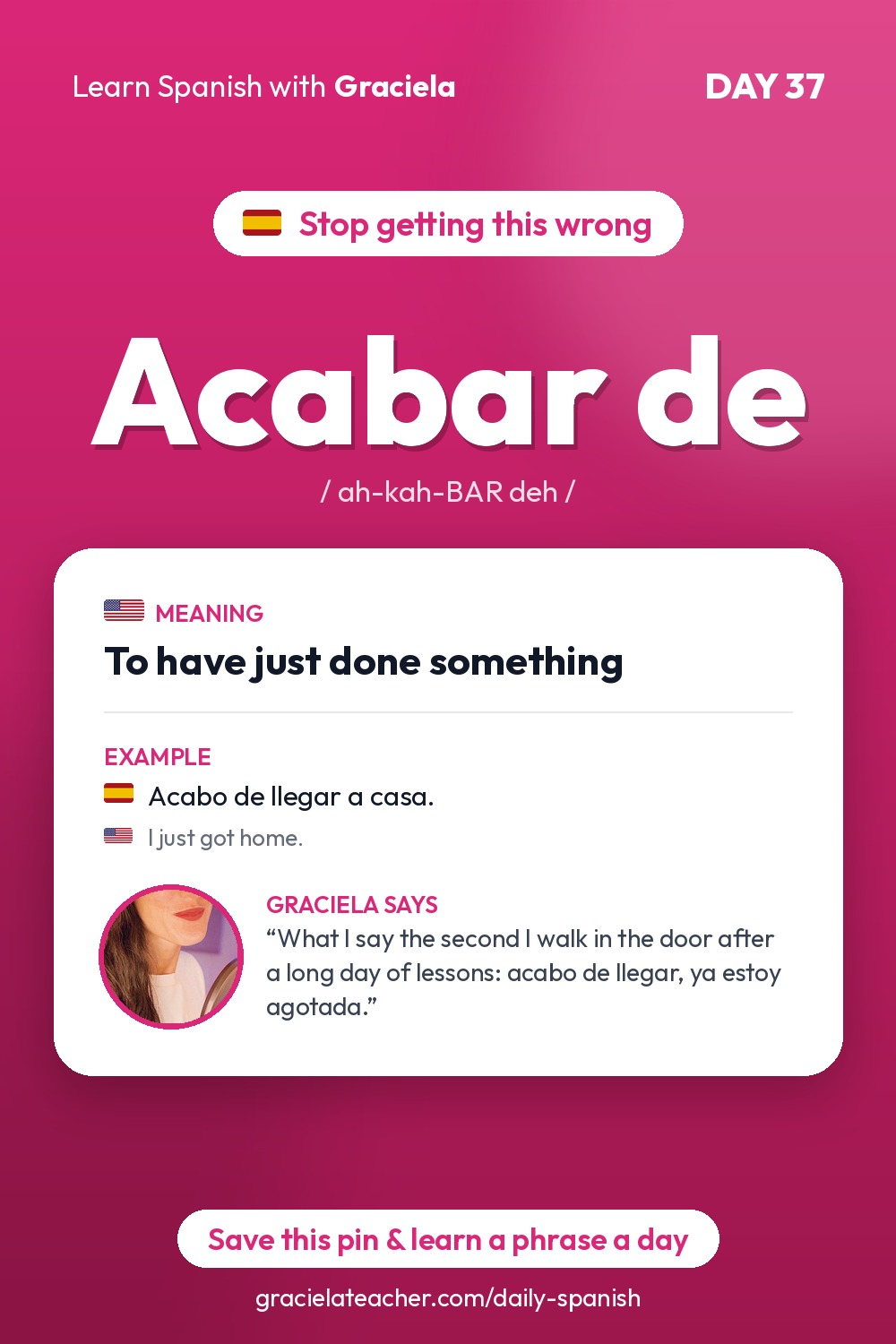 Acabar de — To have just done something