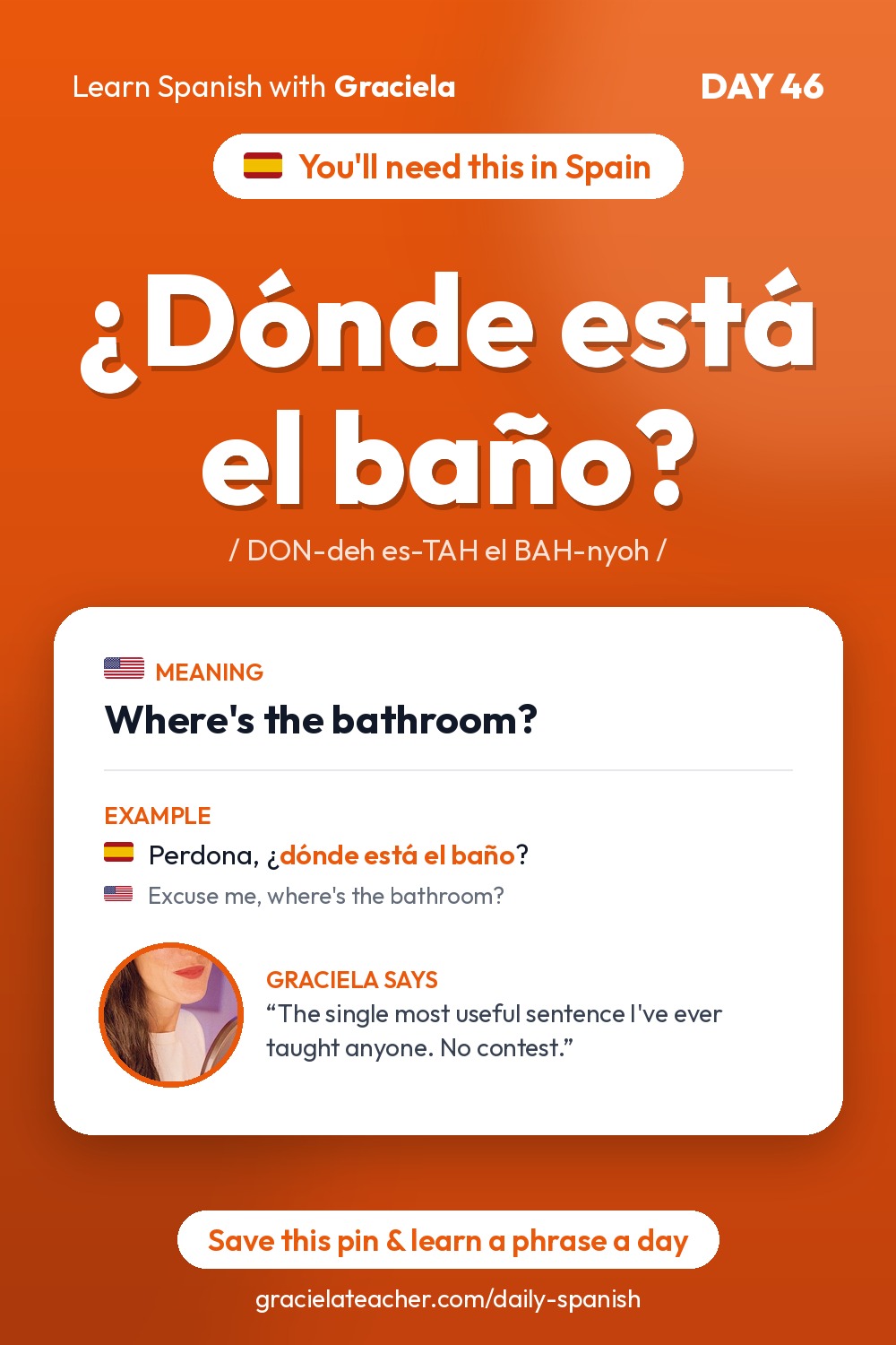 ¿Dónde está el baño? — Where's the bathroom?
