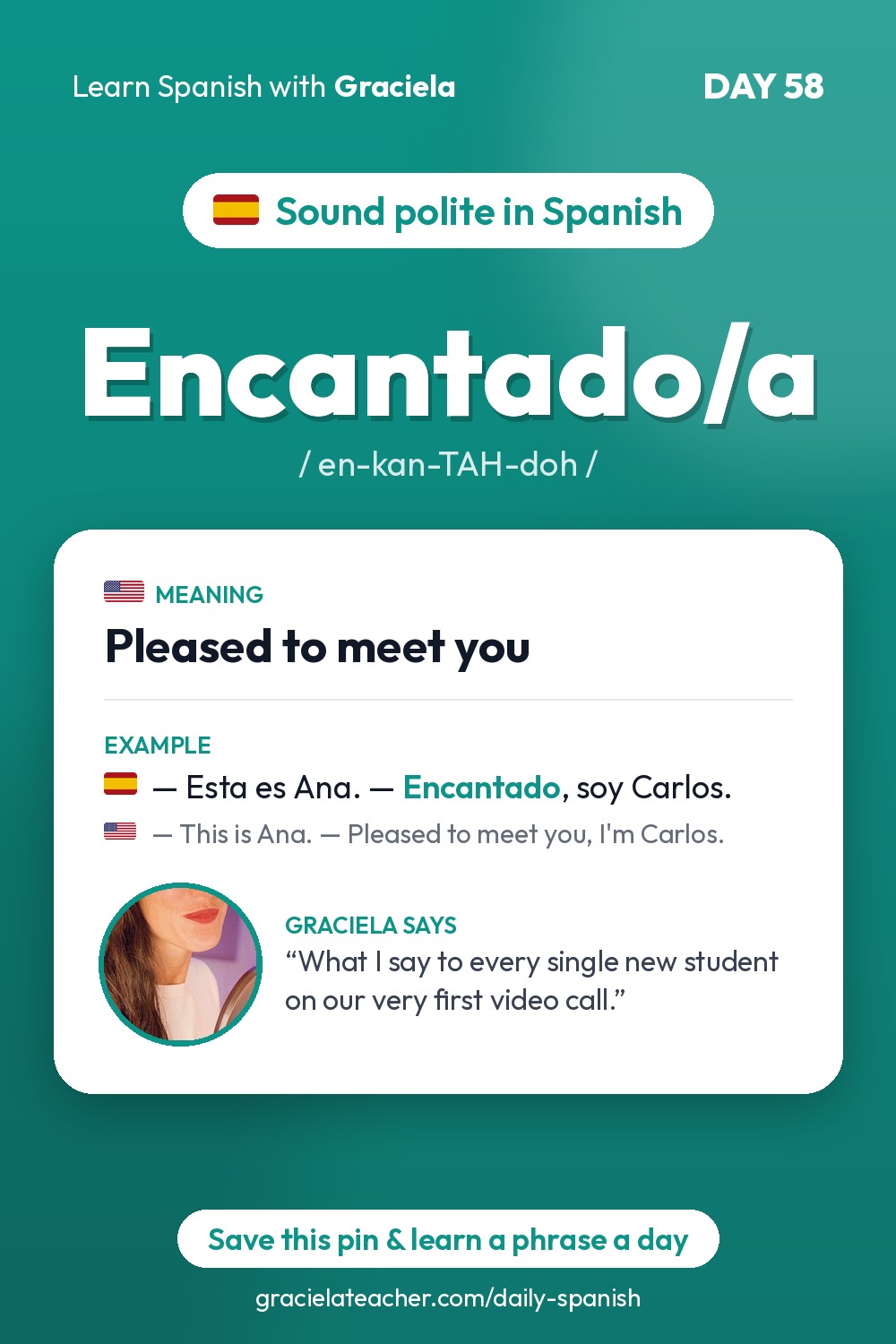 Encantado/a — Pleased to meet you